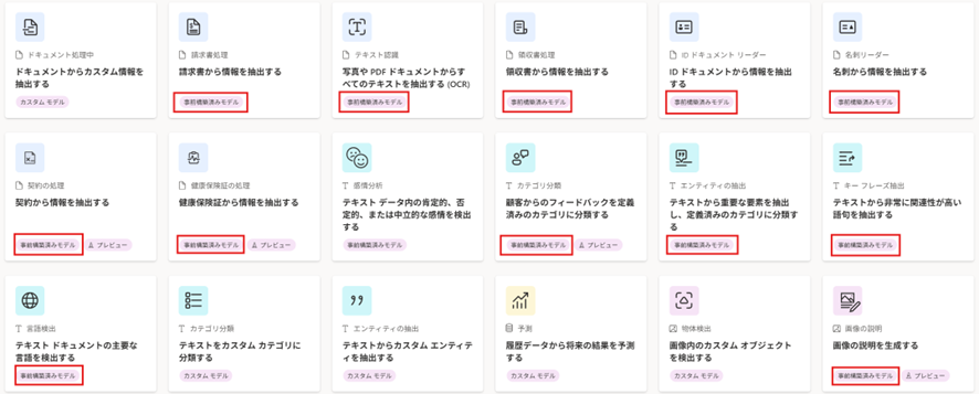 AI Builderの事前構築モデル