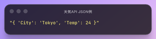 外部データから受信したJSON形式データの例