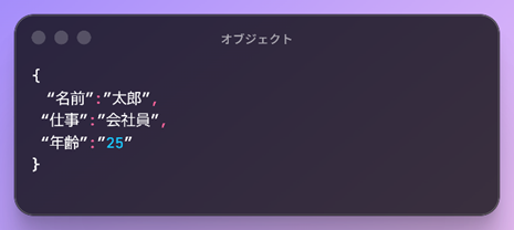 JSONオブジェクトの形式の例